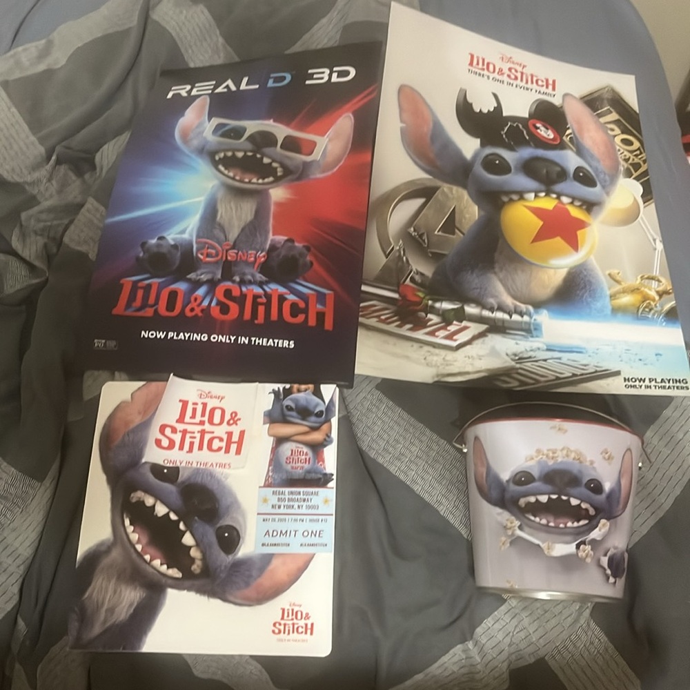 Lilo & Stitch bundle 2025 Ticket, bucket, Posters placeholder.Friends fam Disney